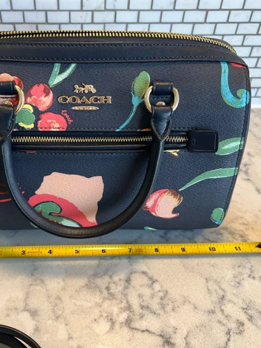 Coach Rowan Satchel with Floral Print + Matching Card Wallet